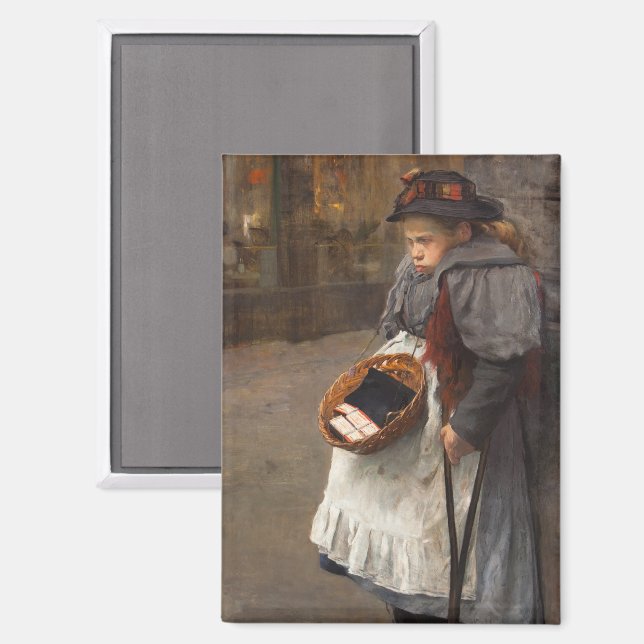 Matchstick Girl Poor Street Urchin Urban Poverty Magnet (Vorderseite/Rückseite)