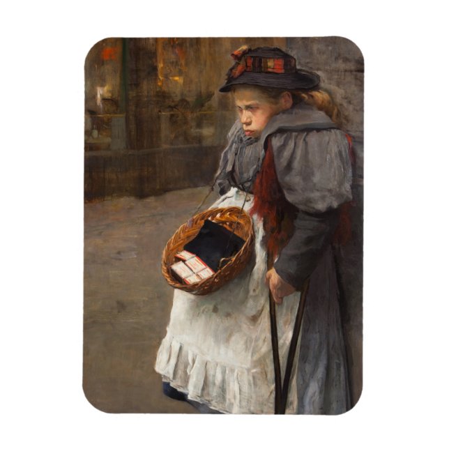 Matchstick Girl Poor Street Urchin Urban Poverty Magnet (Vertikal)