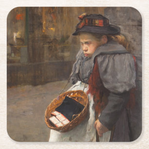 Matchstick Girl Poor Street Urchin Urban Poverty Rechteckiger Pappuntersetzer