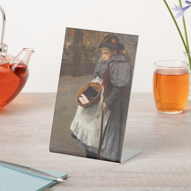 Matchstick Girl Poor Street Urchin Urban Poverty Sockelschild (In SItu)