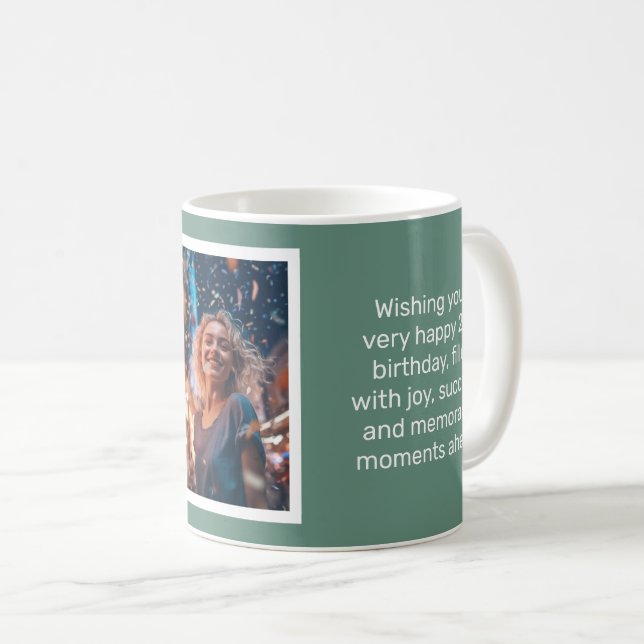 Mated Elegance Ocean Aquamarin Happy Birthday Card Kaffeetasse (VorderseiteRechts)