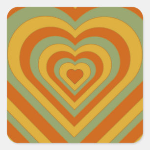 Mated Groovy Retro Layered Liebe Herz Quadratischer Aufkleber