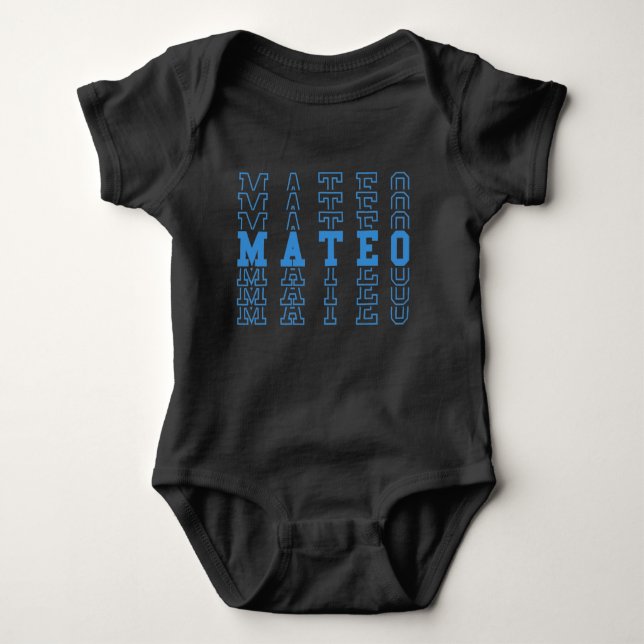 Mateo Personalisiert Blue Baby Boy Name Baby Strampler (Vorderseite)