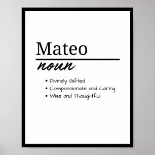 Mateo, Personalisierte Bezeichnung für Jungen Poster