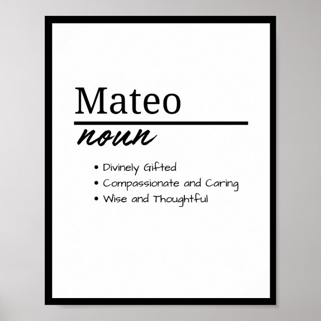 Mateo, Personalisierte Bezeichnung für Jungen Poster (Vorne)