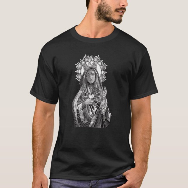 Mater Dolorosa Jungfrau Mary Cat T-Shirt (Vorderseite)