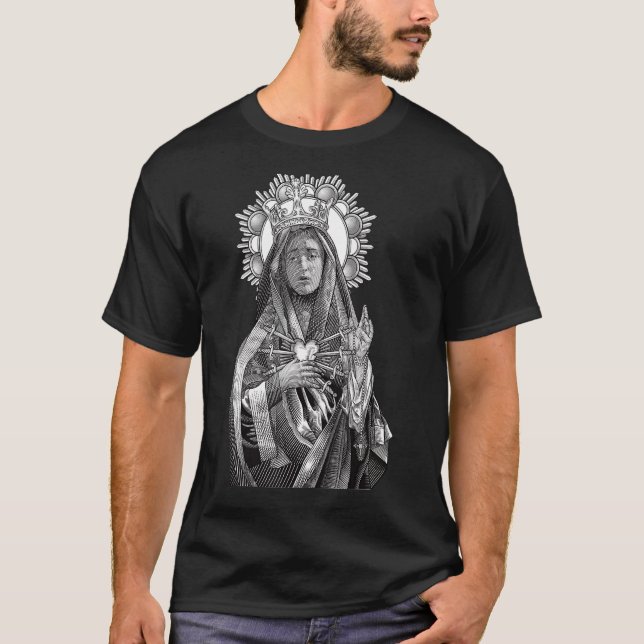 Mater Dolorosa Our Lady of Sorrows Virgin Mary Cat T-Shirt (Vorderseite)