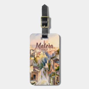 Matera Italien Sassi Aquarell Vintage Personalisie Gepäckanhänger