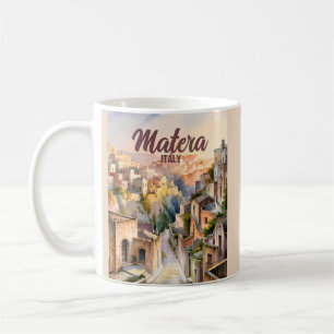 Matera Italien Sassi Aquarell Vintage Personalized Kaffeetasse