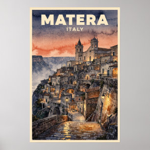 Matera Italien Vintage Reise Poster