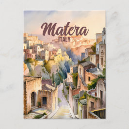 Matera Italy Sassi Personalized Watercolor Vintage Postkarte