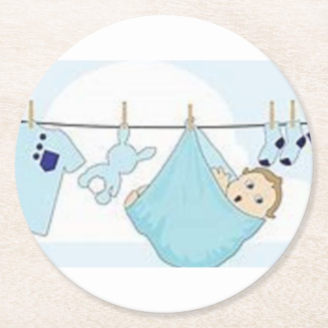 MATERIAL DES BABY-SHOWER/PARTY RUNDER PAPPUNTERSETZER (Vorderseite)
