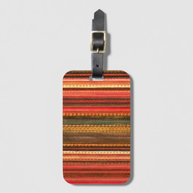 Material Textil Streifen Rot Orange und Grün Gepäckanhänger (Vorderseite Vertikal)