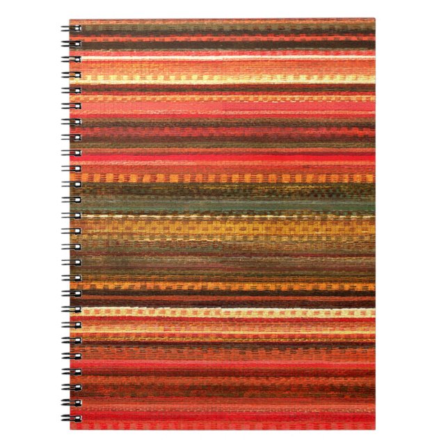 Material Textil Streifen Rot Orange und Grün Notizblock (Vorderseite)