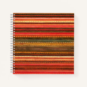 Material Textil Streifen Rot Orange und Grün Notizbuch