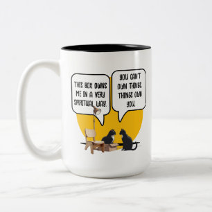 Materialismus-Katzen-Philosophie-Humor Zweifarbige Tasse