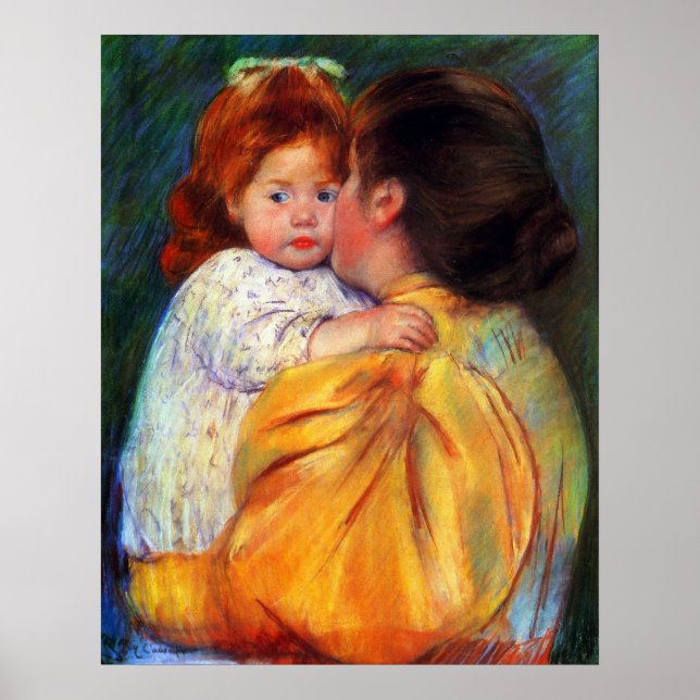 Maternal Kiss 1896 von Mary Stevenson Cassatt Poster (Vorne)