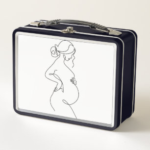 Maternale Eleganz: Line Art von schwangeren Frauen Metall Brotdose