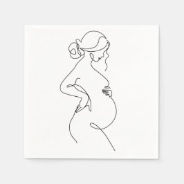 Maternale Eleganz: Schwangere Frauen Linienkunst Serviette