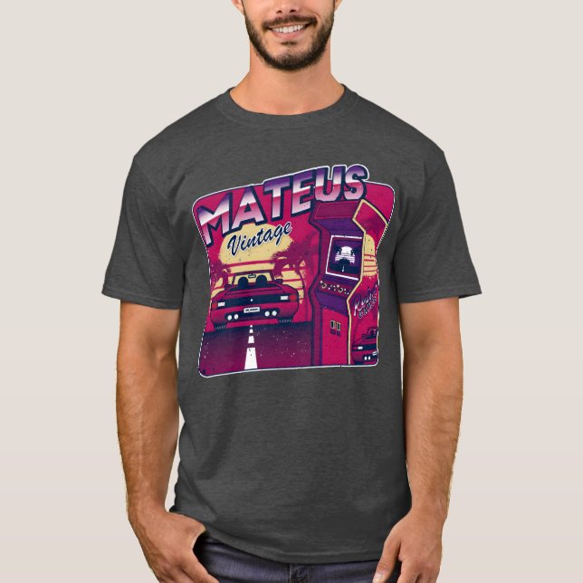 Mateus Personalized Vintage Gamer 80s 90s T-Shirt (Vorderseite)