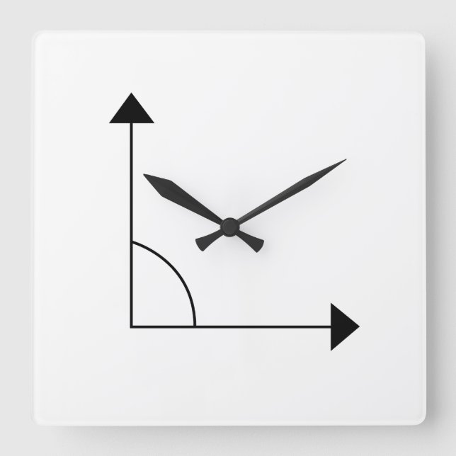 Math 90 Grad rechter Winkel Math  Quadratische Wanduhr (Vorderseite)