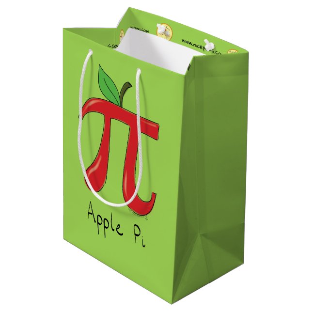 Math Apple Pi Symbol Lehrer Niedlicher Cartoon Mittlere Geschenktüte (Rückseite Schrägansicht)