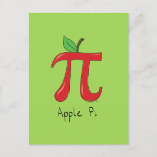 Math Apple Pi Symbol Lehrer Niedlicher Cartoon Postkarte