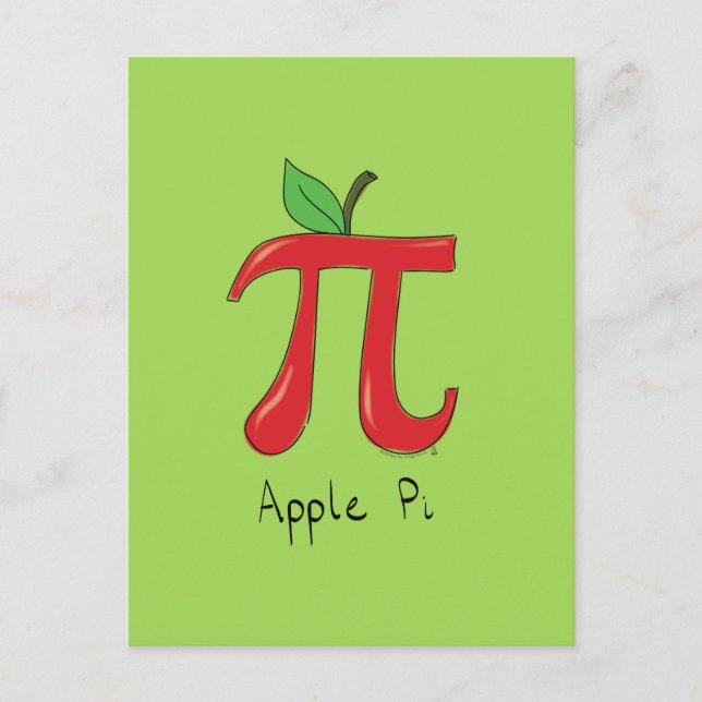 Math Apple Pi Symbol Lehrer Niedlicher Cartoon Postkarte (Vorderseite)