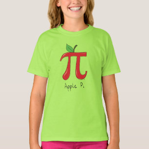 Math Apple Pi Symbol Lehrer Niedlicher Cartoon T-Shirt