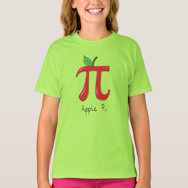 Math Apple Pi Symbol Lehrer Niedlicher Cartoon T-Shirt (Vorderseite)