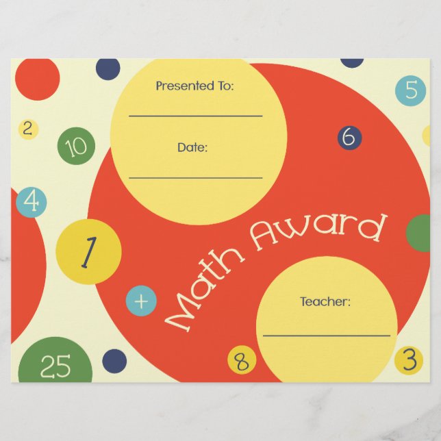 Math Award Student Certificate Polka Dots (Vorderseite)