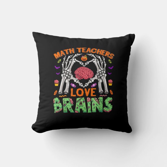 Math Brain Heart Skeleton Hand Zombie Halloween Kissen (Vorderseite)