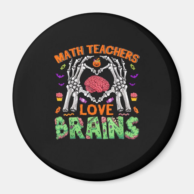 Math Brain Heart Skeleton Hand Zombie Halloween Magnet (Vorne)