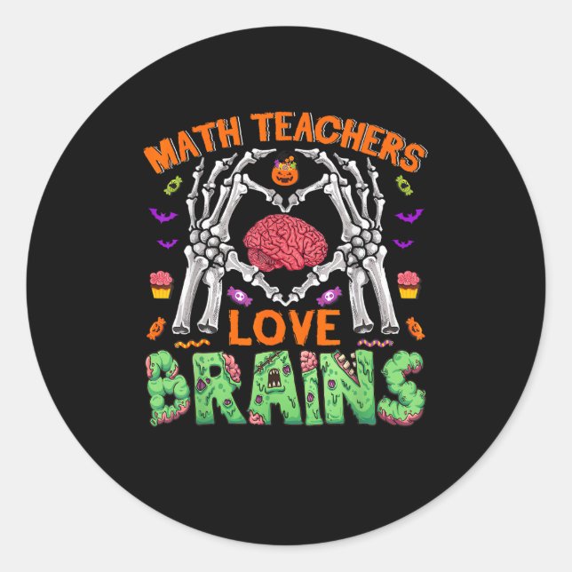 Math Brain Heart Skeleton Hand Zombie Halloween Runder Aufkleber (Vorderseite)