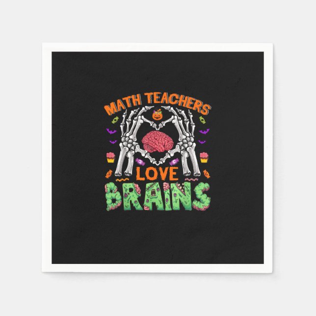 Math Brain Heart Skeleton Hand Zombie Halloween Serviette (Vorderseite)