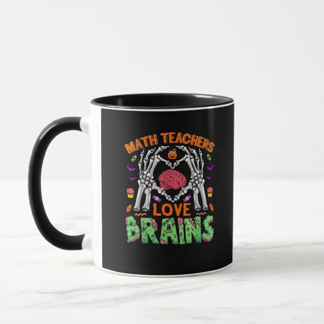 Math Brain Heart Skeleton Hand Zombie Halloween Tasse (Links)
