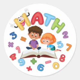 Math Cartoon Farbaufkleber Runder Aufkleber