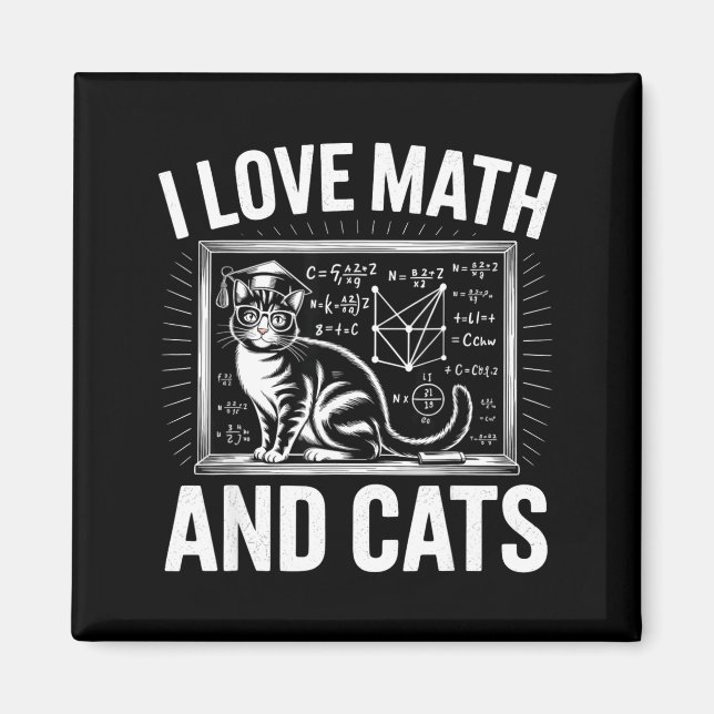 Math Cat Lover Funny Math Teacher I Love Math And  Magnet (Vorne)