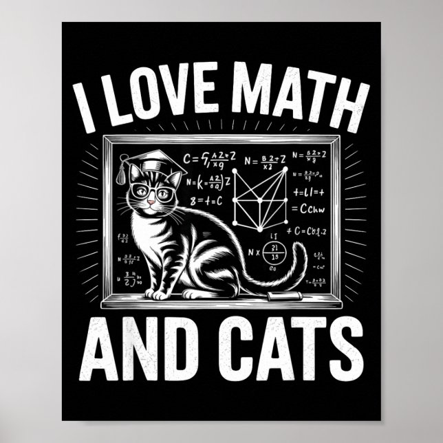 Math Cat Lover Funny Math Teacher I Love Math And  Poster (Vorne)