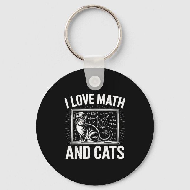 Math Cat Lover Funny Math Teacher I Love Math And  Schlüsselanhänger (Vorderseite)