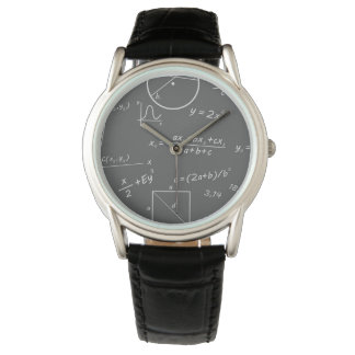Math Classic Black Leather Watch Armbanduhr
