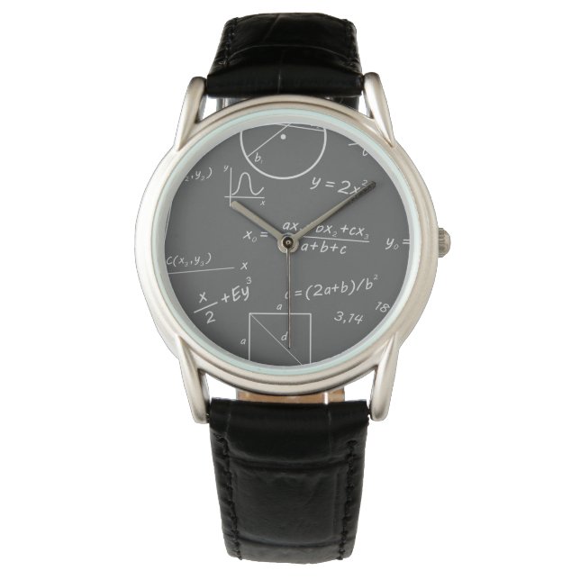Math Classic Black Leather Watch Armbanduhr (Vorderseite)