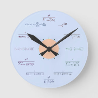 Math Clock (blau) Runde Wanduhr