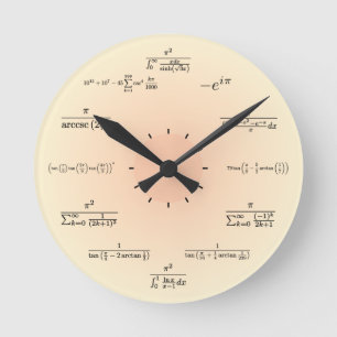 Math Clock (hellgelb) Runde Wanduhr