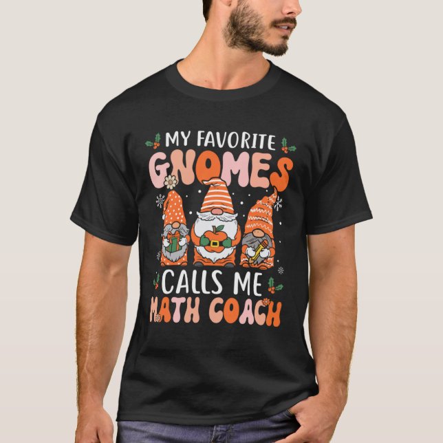 Math Coach  Christmas Gnomes Math Teacher T-Shirt (Vorderseite)