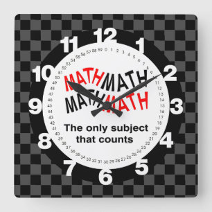 Math Counts Wavy Quadratische Wanduhr