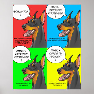 Math Dog Colorful Trigonometry Doberman Poster
