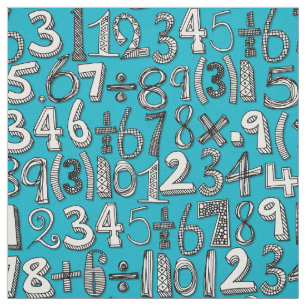 math doodle blau stoff