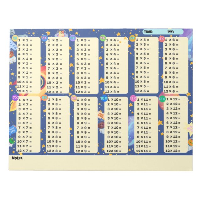 Math Drill Space Adventure (Multiplikation) Notizblock (Vorderseite)