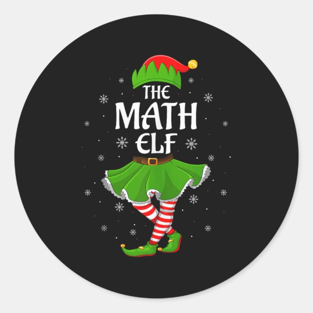 Math Elf Christmas Family Girls Women Elf Squad Xm Runder Aufkleber (Vorderseite)